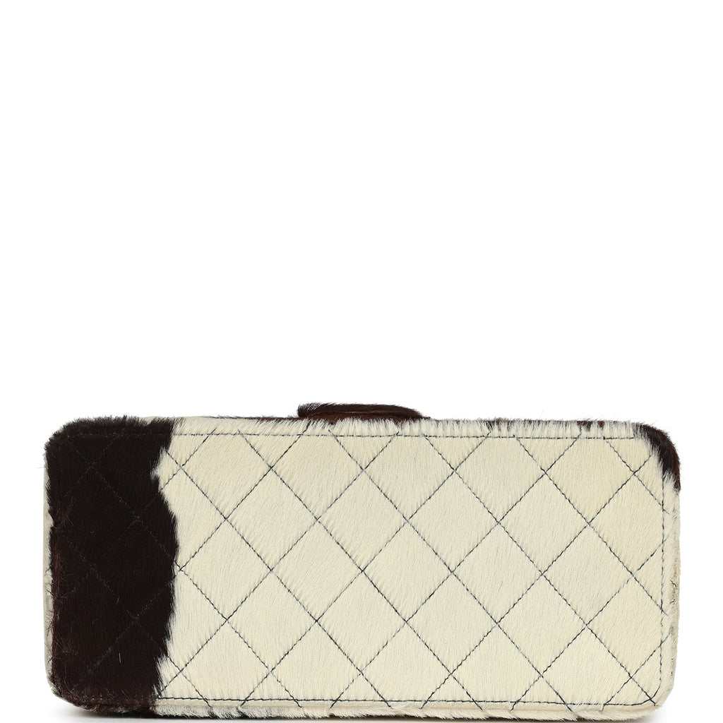 Vintage Chanel Rectangular Vanity Box Brown and White Cow Print Pony Hair Antique Gold Hardware - Image 7