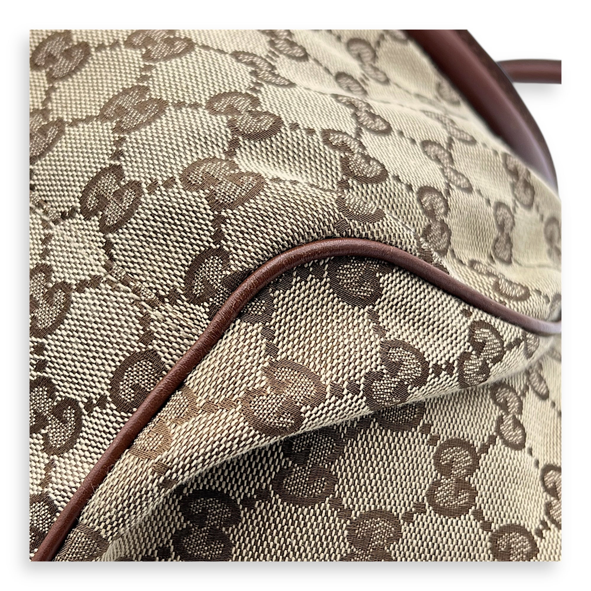 GG Top Handle Bag Brown in Jacquard, Gold hardware - Image 9