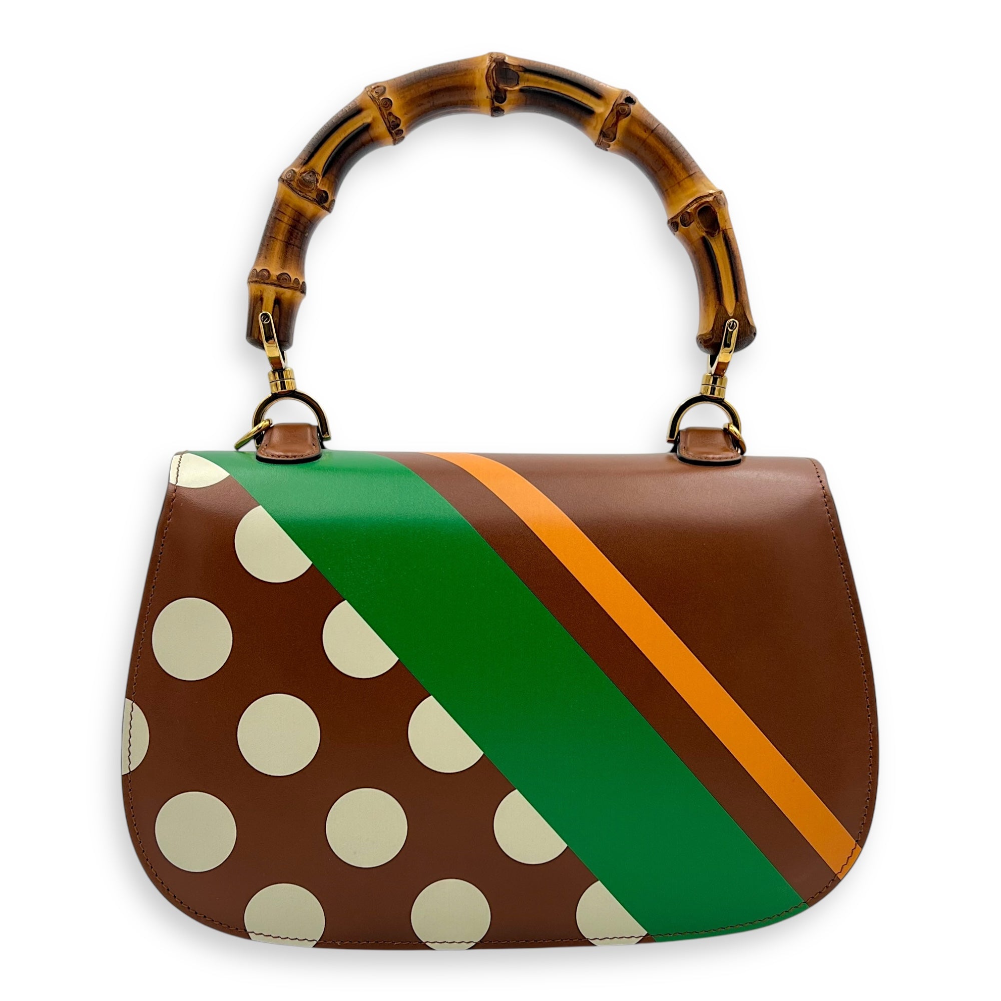 Bamboo 1947 Medium Brown Top Handle Bag in Calfskin, Gold hardware - Image 3