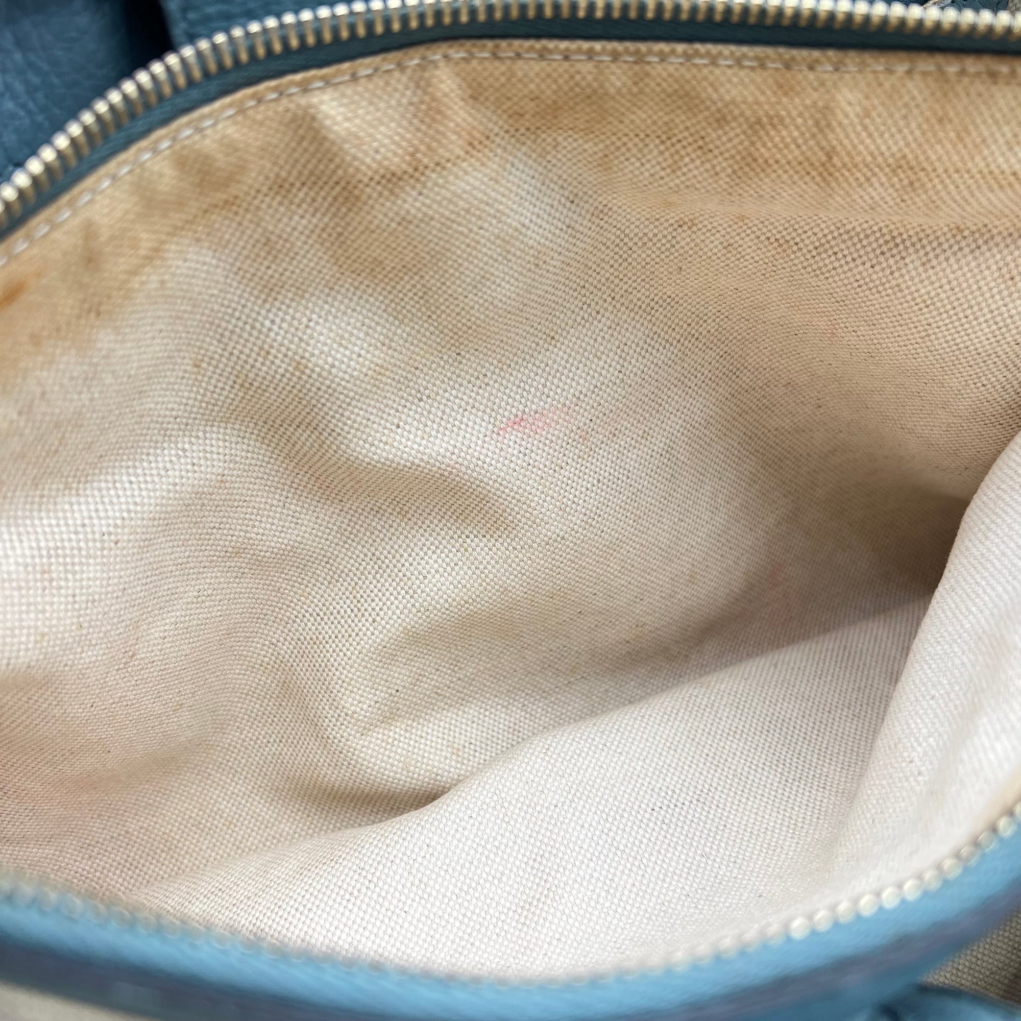 Bamboo Top Handle Bag Blue in Calfskin, Gold hardware - Image 18