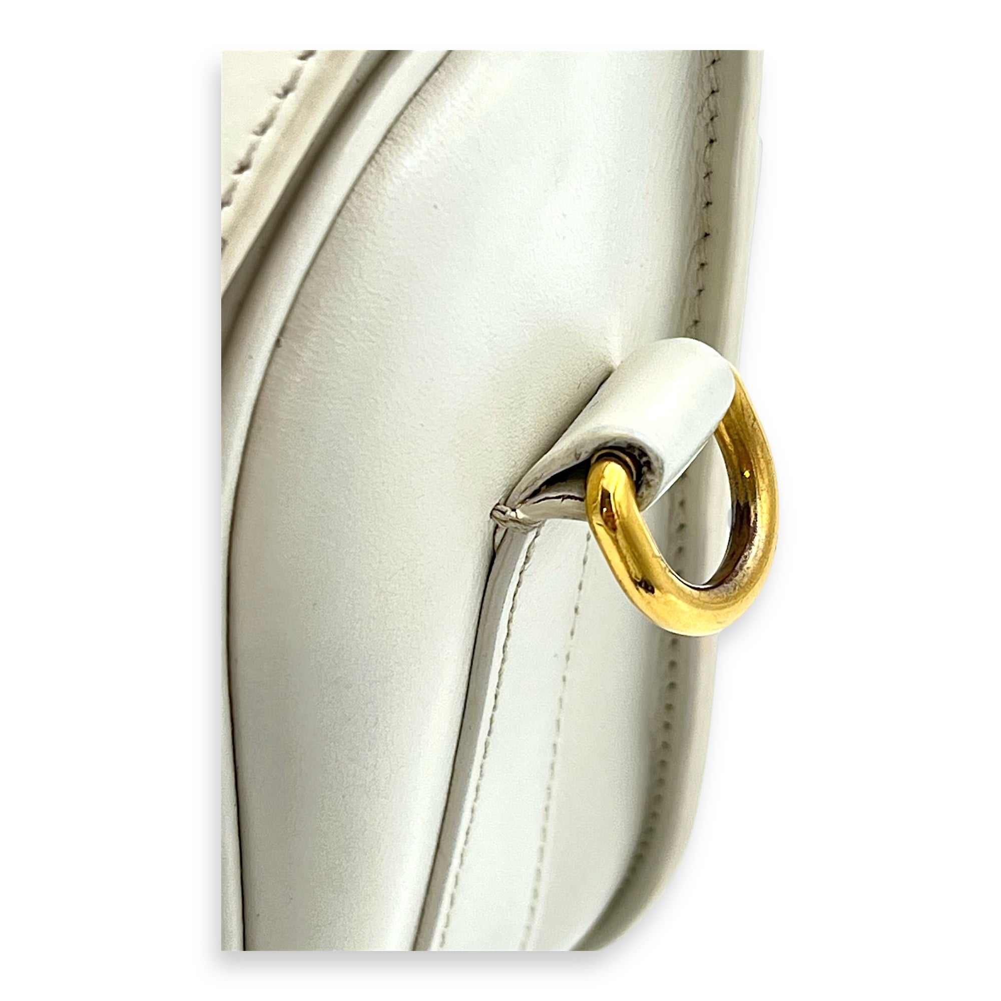Bobby Medium White Crossbody Bag in Calfskin, Gold hardware - Image 9