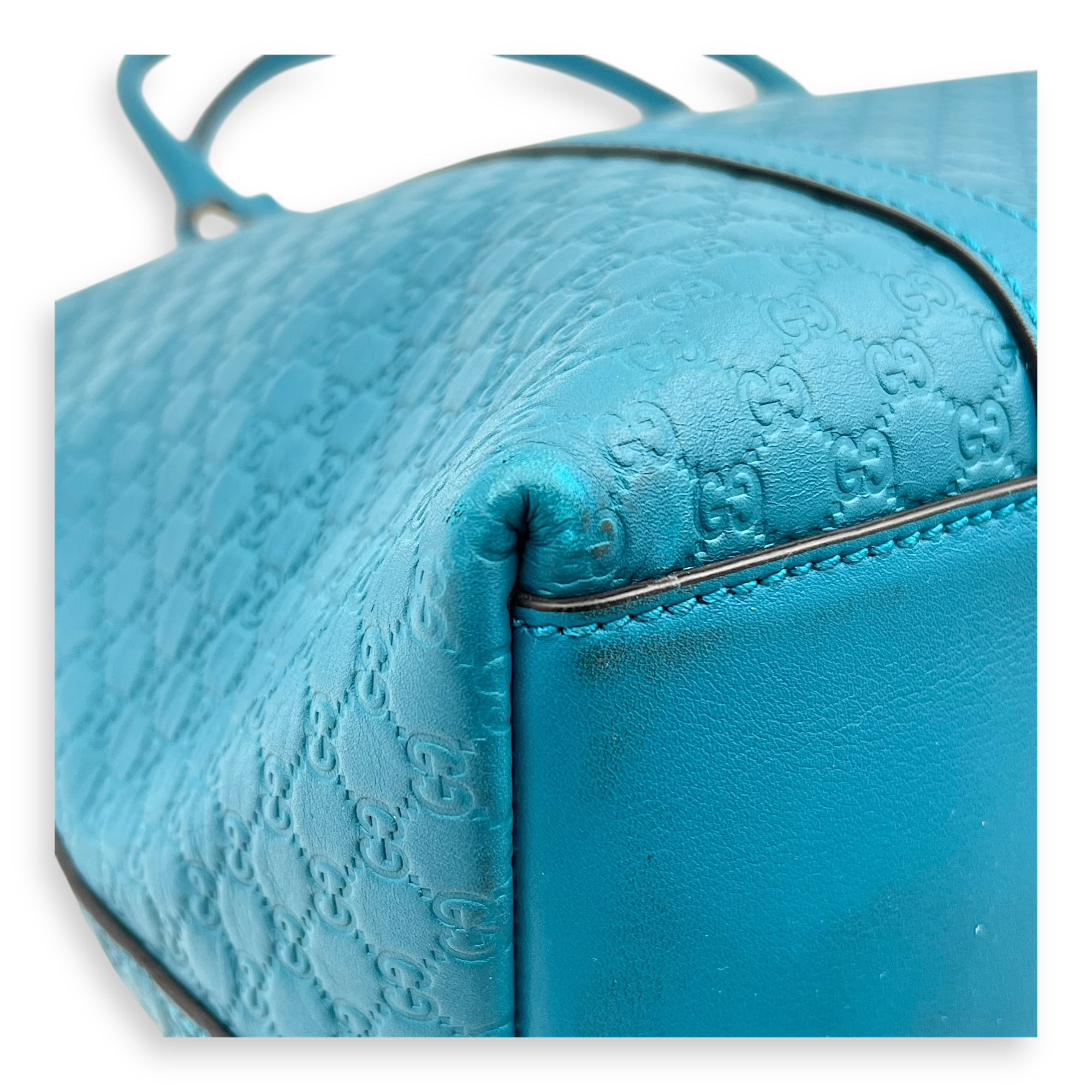Guccissima Top Handle Bag Blue in Guccissima Leather, Gold hardware - Image 10