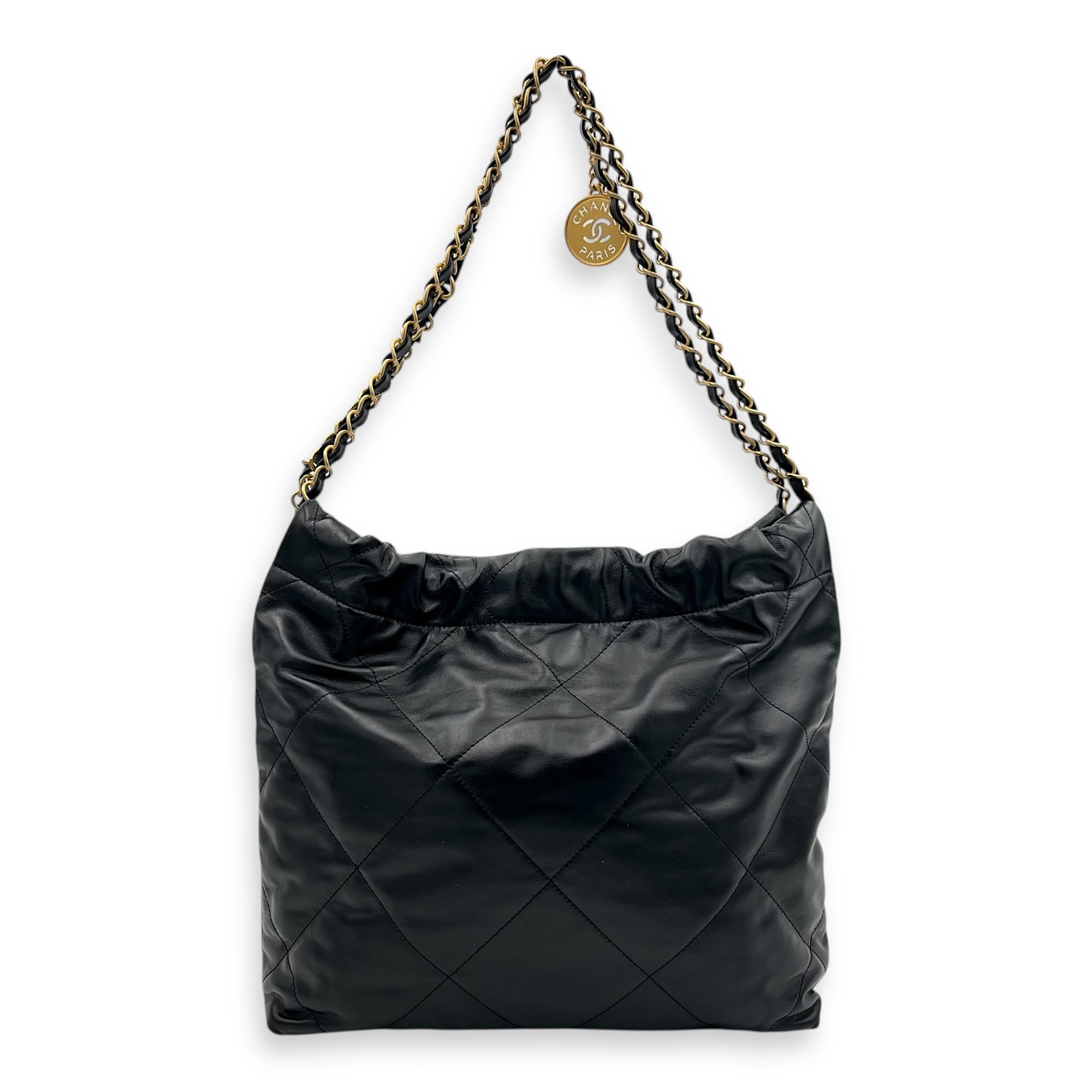 22 Tote Tote Bag Small Black in Calfskin, Gold hardware - Image 3