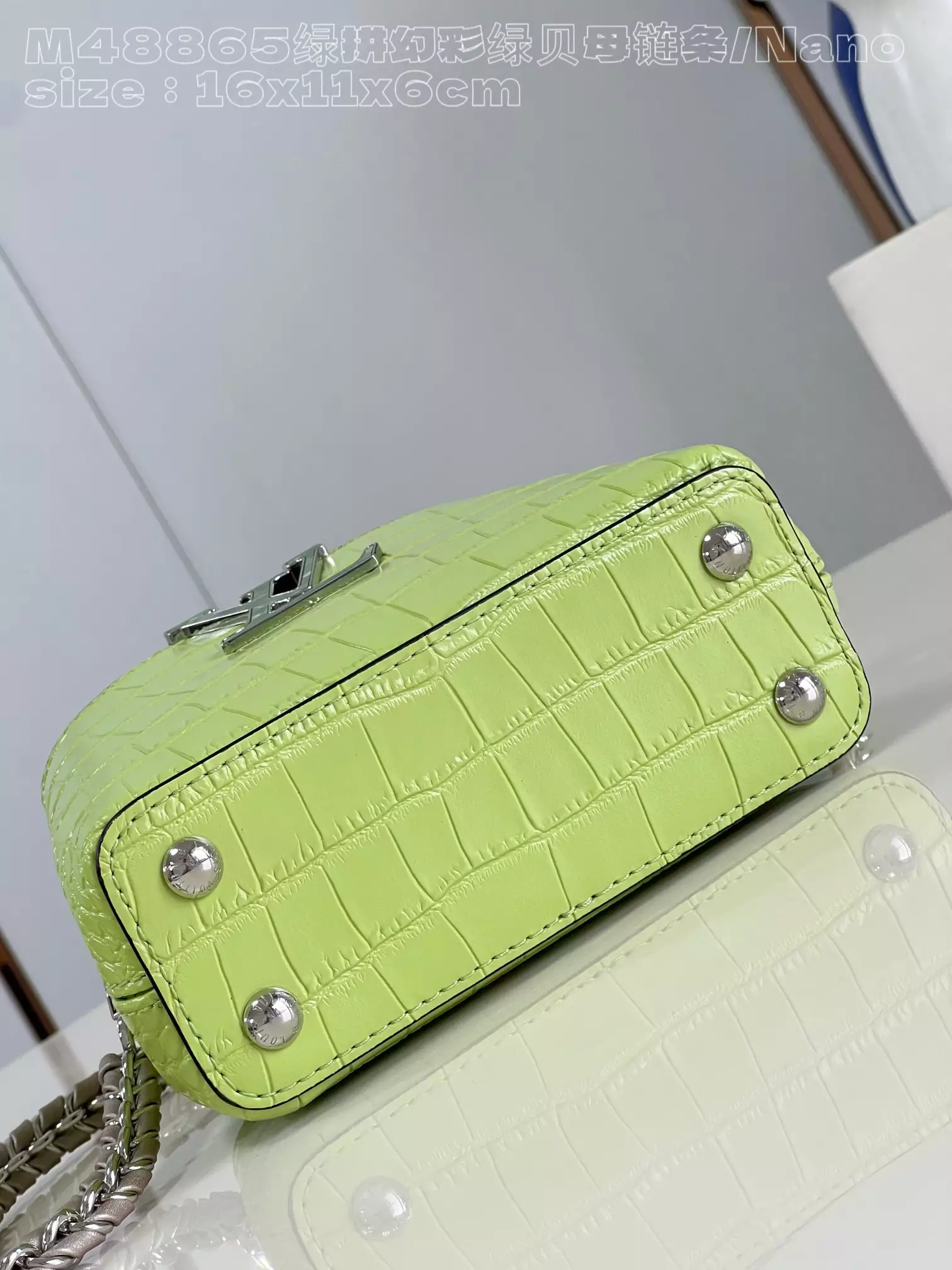 Capucines Nano Crocodilian Brillant Lime Leather - Repbags.ru - Image 6
