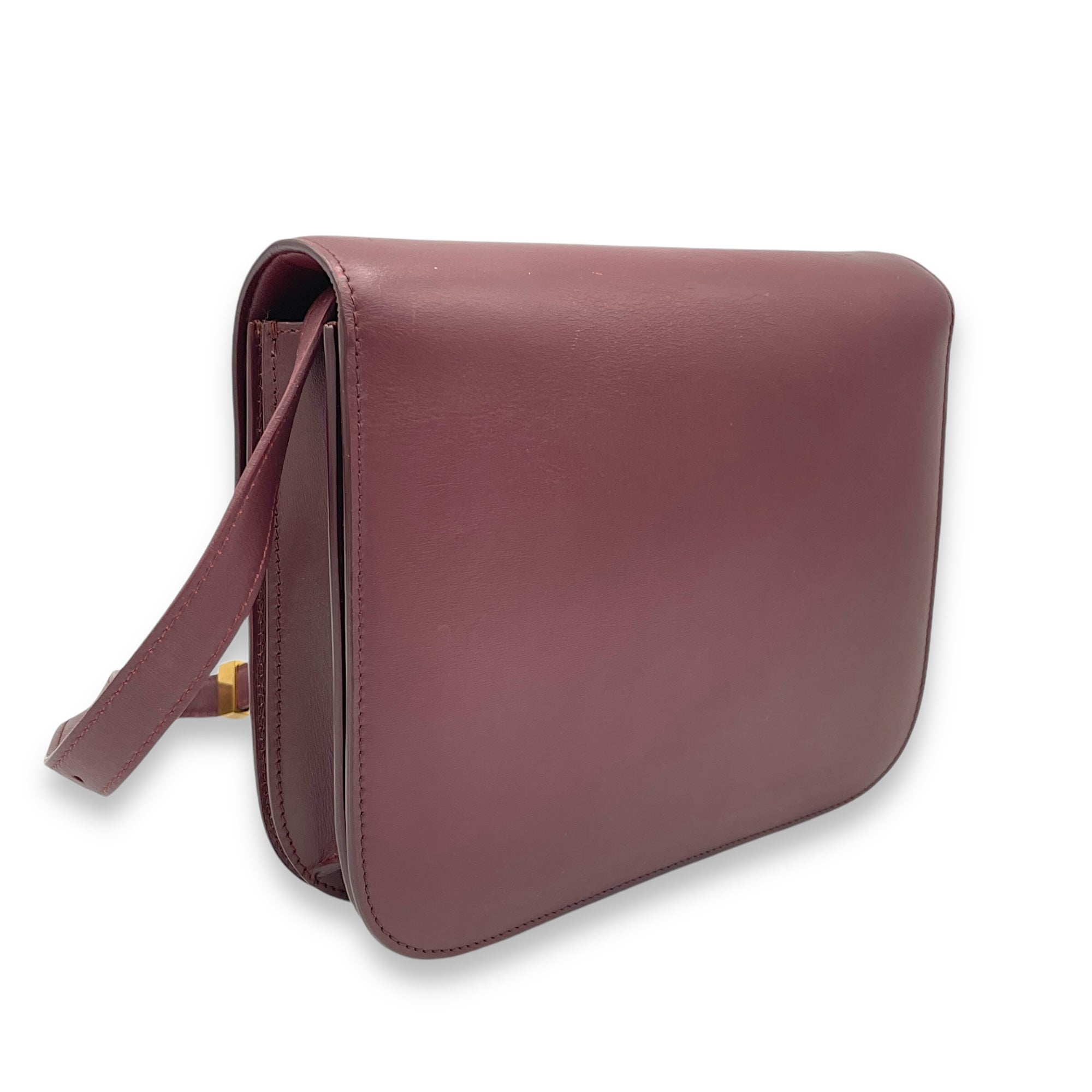 Box Medium Maroon Shoulder Bag in Calfskin, Gold hardware - Image 5