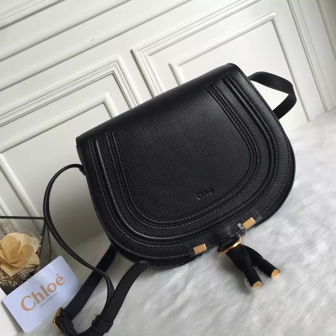 Chloé Marcie Black Medium Saddle Bag - Repbags.ru - Image 4