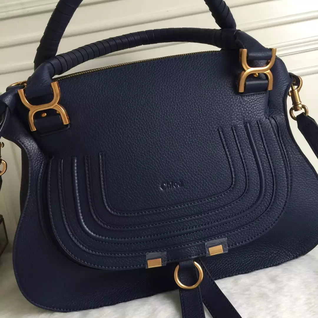 Chloé Marcie Navy Double Carry Bag - Repbags.ru - Image 4