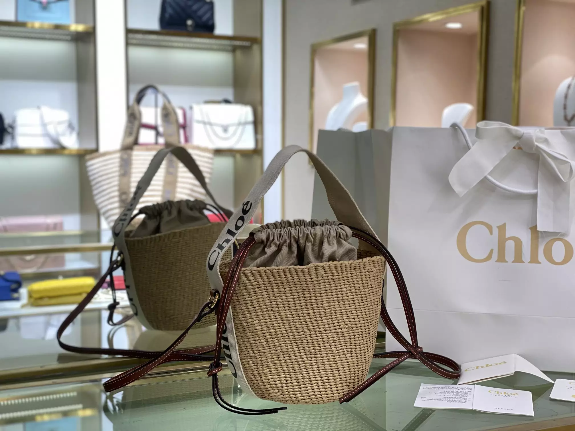 Chloe Small Woody Basket in White/Brown - Repbags.ru - Image 8