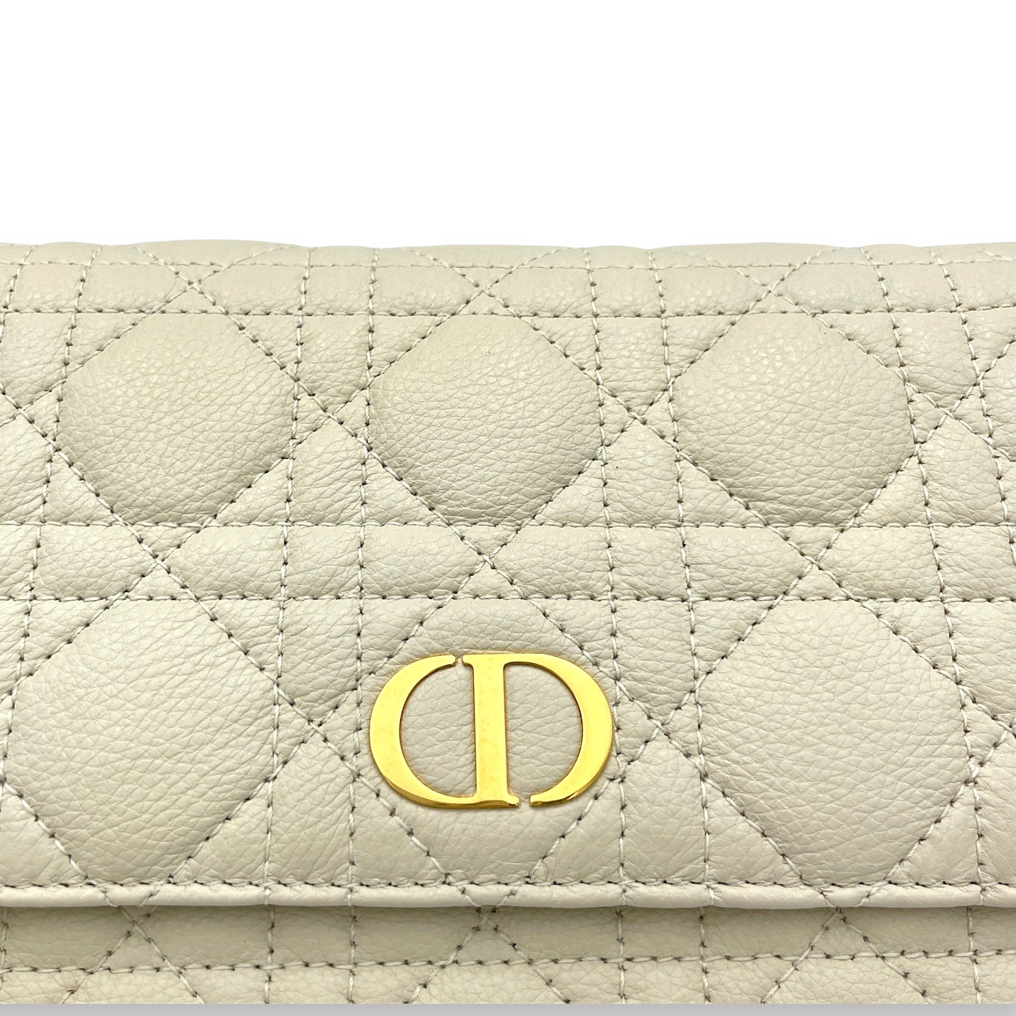 Dior Caro Pouch White in Calfskin, Gold hardware - Image 8