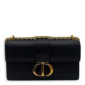 Montaigne Shoulder Bag Black in Calfskin, Gold hardware