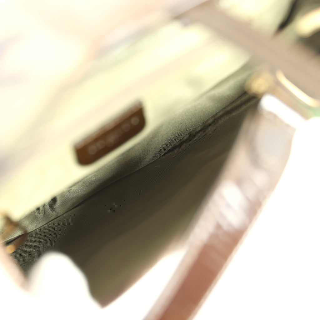 Vintage Christian Dior Camouflage Saddle Bag Green and Brown Suede Gold Hardware - Image 8