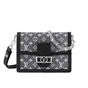 Dauphine MM Grey Denim Textile Jacquard - Repbags.ru