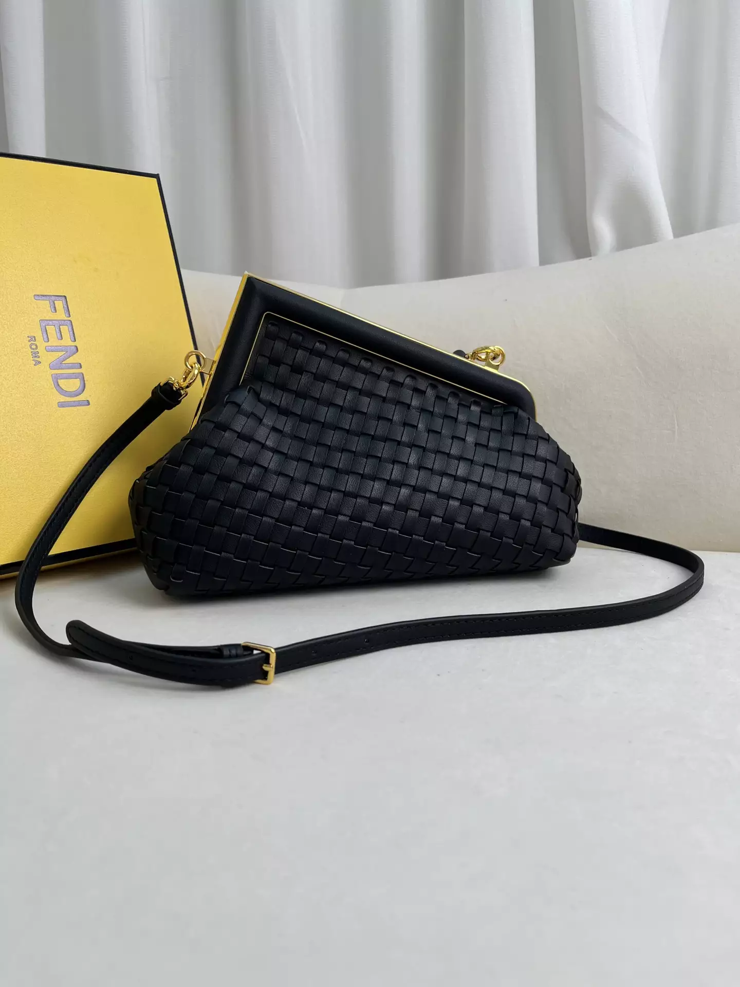 Fendi First Small Black Interlaced Leather Bag - Repbags.ru - Image 6