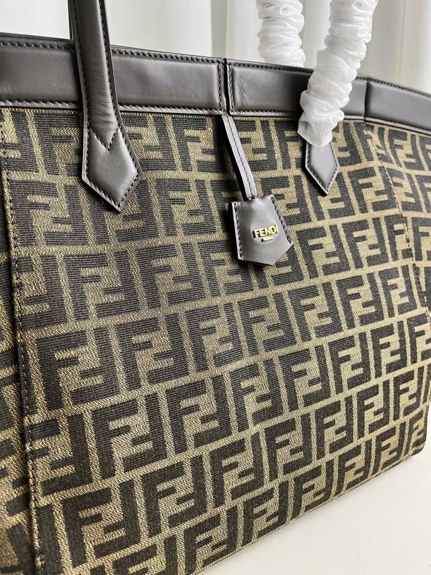 Fendi Origami Large Brown FF Jacquard Fabric Bag - Repbags.ru - Image 6
