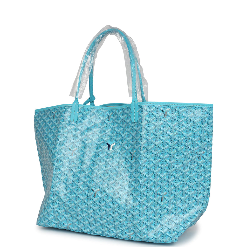 Goyard Goyardine Turquoise Saint Louis GM Tote Bag & Balise Towel Palladium Hardware - Image 4
