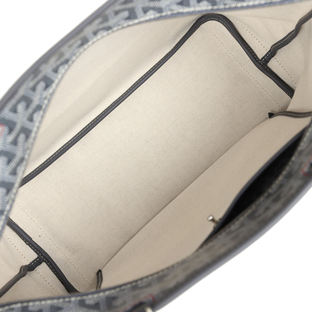 Goyard Goyardine Artois Tote PM Grey Canvas & Chevroches Calfskin Palladium Hardware - Image 9