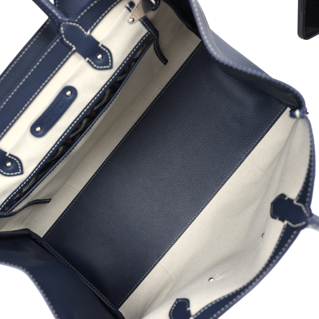 Goyard Saigon Tote Navy Blue Goyardine Canvas Palladium Hardware - Image 10