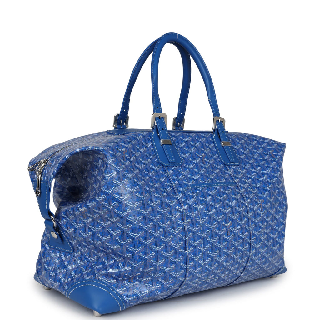 Goyard Bowling 45 Bag Sky Blue Goyardine Canvas and Cervon Calfskin Palladium Hardware - Image 3