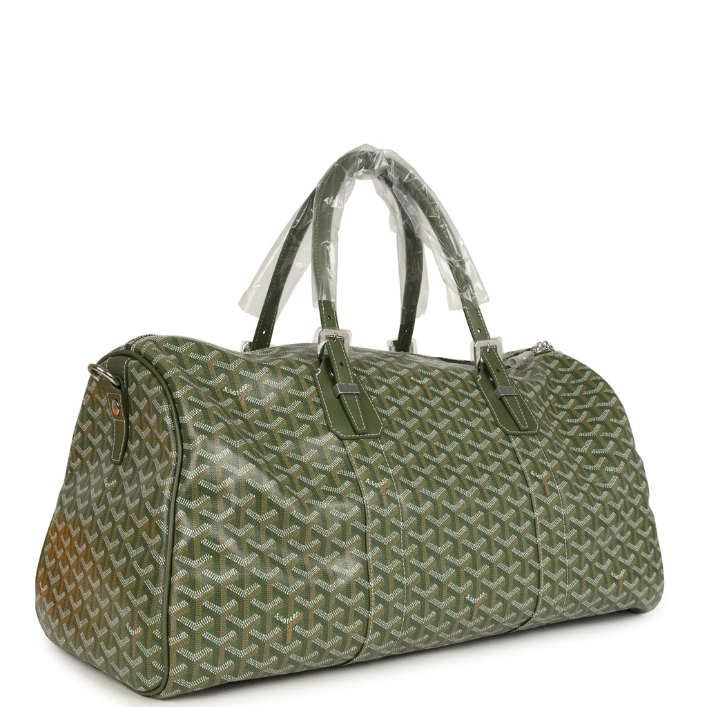 Goyard Boston 50 Bag Khaki Goyardine Canvas & Cervon Calfskin Palladium Hardware - Image 3