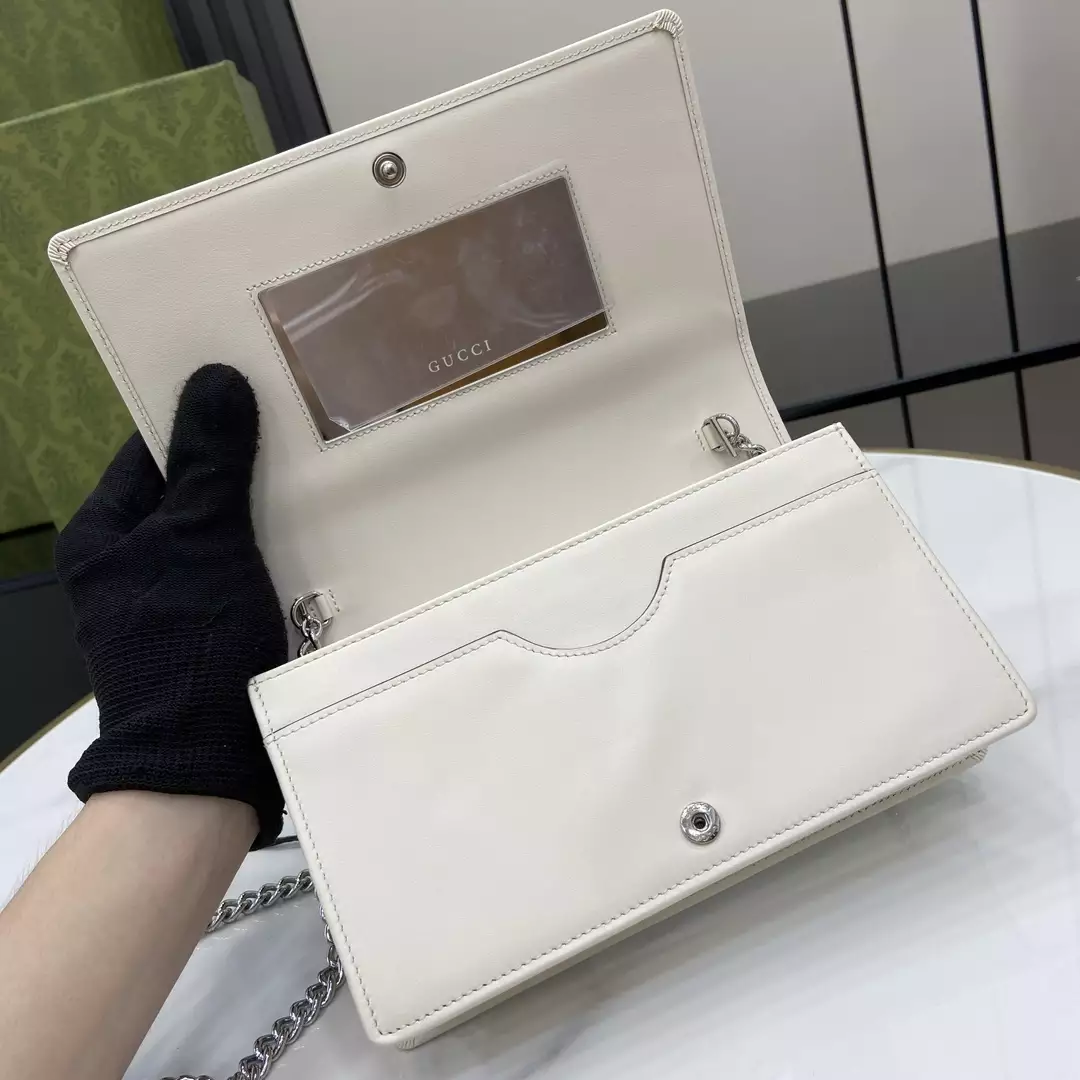 GG Marmont Chain Wallet in Light Grey Leather - Repbags.ru - Image 9