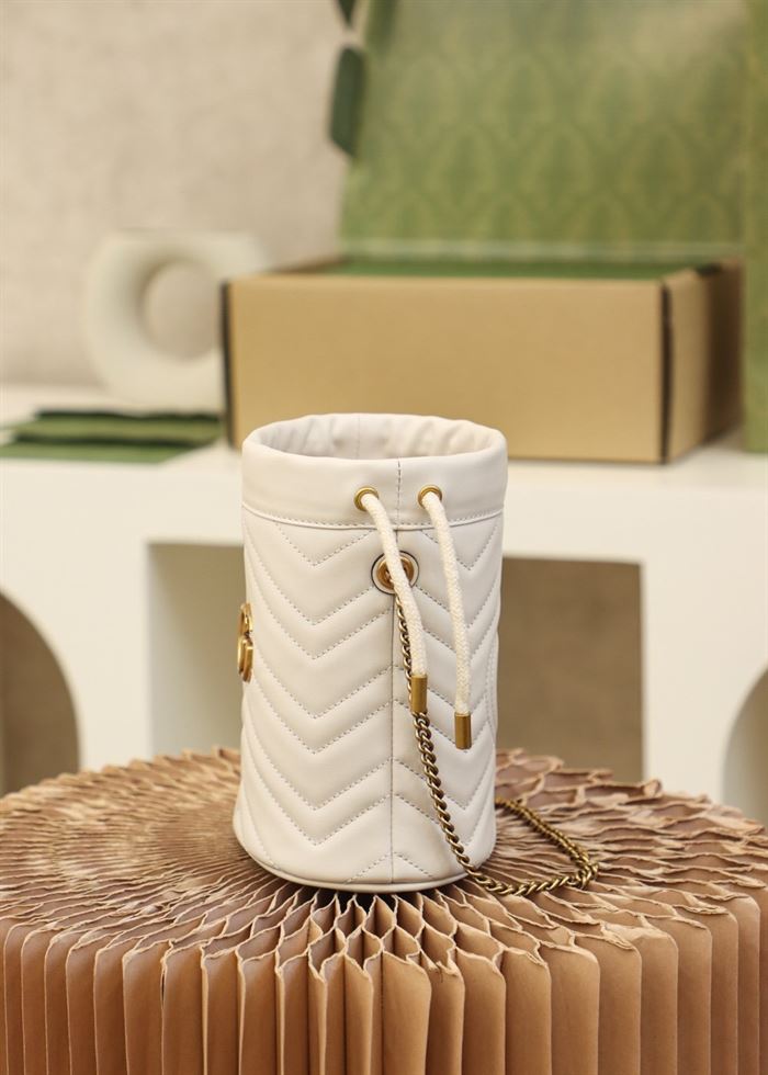 GG Marmont mini bucket bag White leather - Image 7