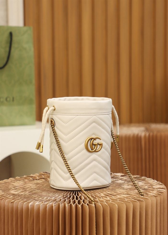 GG Marmont mini bucket bag White leather - Image 4