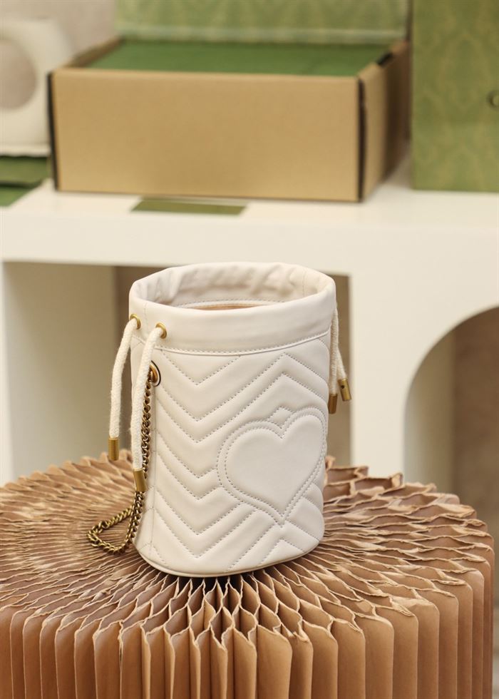 GG Marmont mini bucket bag White leather - Image 8
