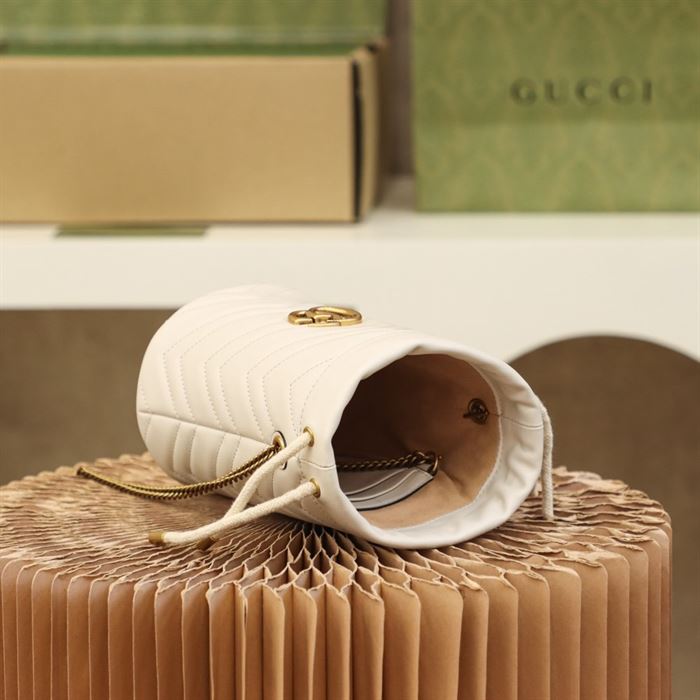 GG Marmont mini bucket bag White leather - Image 10