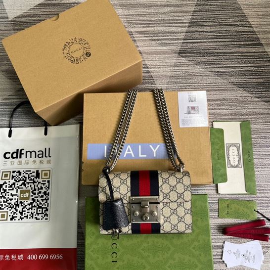 GG Padlock small shoulder bag Beige and blue GG Supreme canvas - GB083 - Image 3