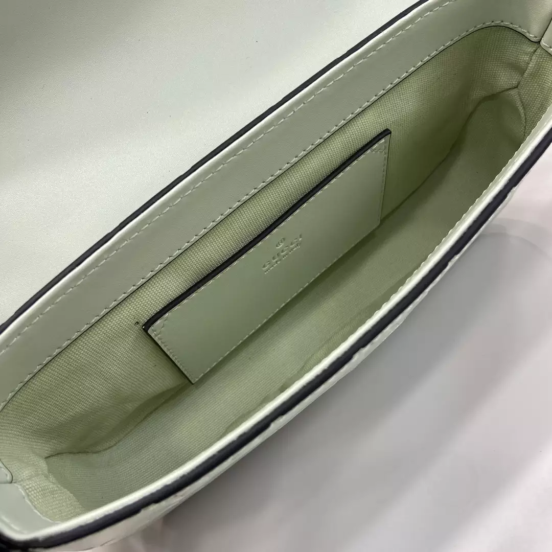 GG Super Mini Shoulder Bag in Pale Green Leather - Repbags.ru - Image 10