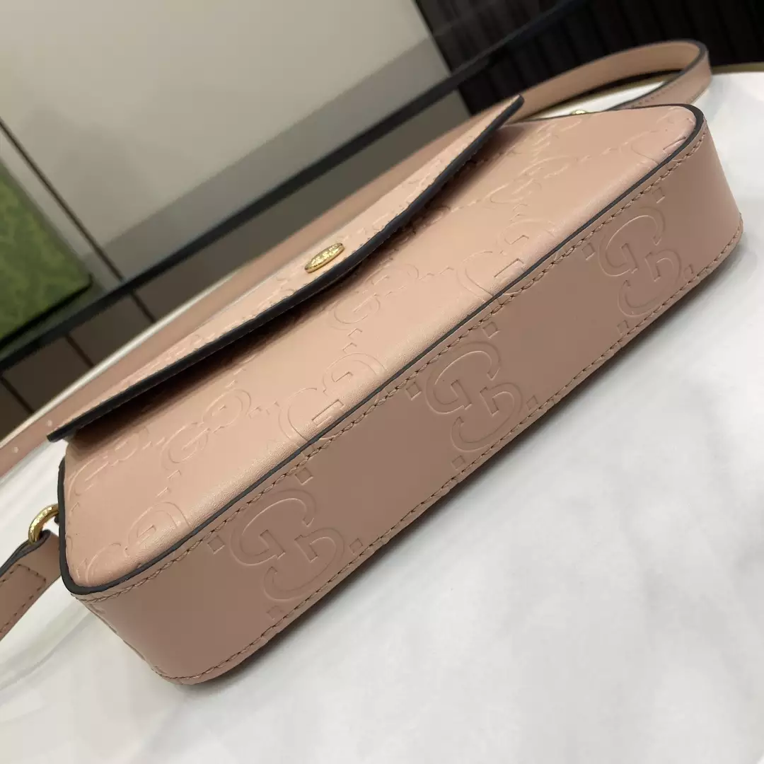 GG Super Mini Shoulder Bag in Rose Beige Leather - Repbags.ru - Image 7
