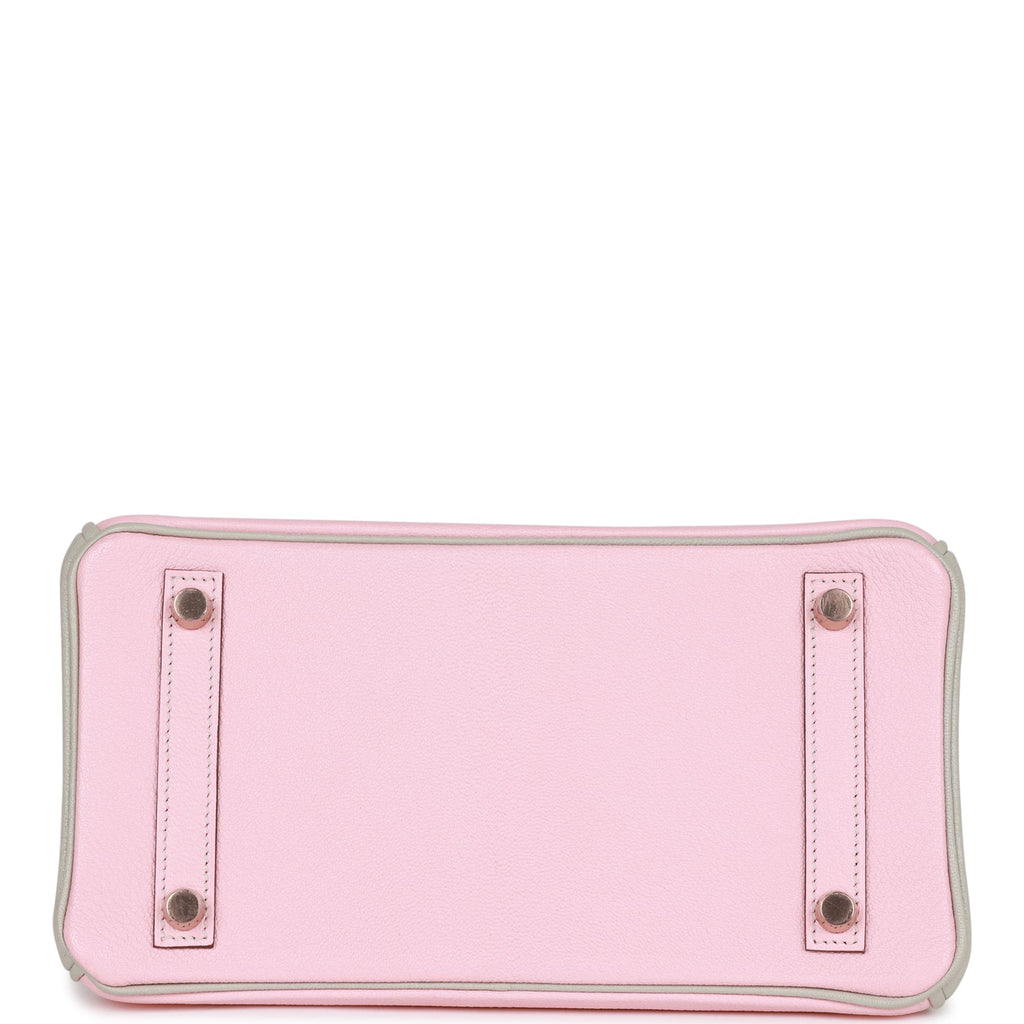 Hermes Special Order (HSS) Birkin 25 Rose Sakura and Gris Perle Chevre Mysore Rose Gold Hardware - Image 7