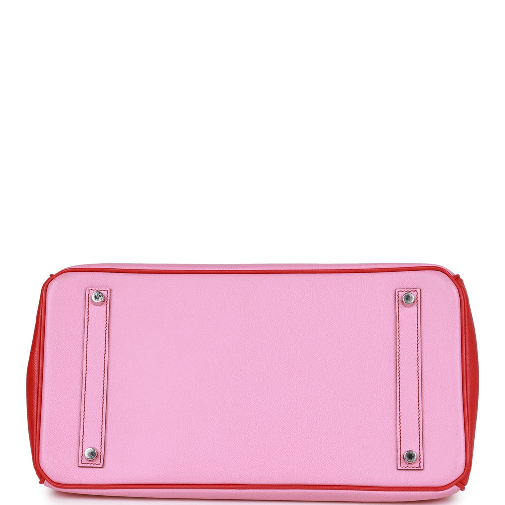 Pre-owned Hermes Special Order (HSS) Birkin 35 Bubblegum and Bougainvillea Epsom Palladium Hardware - Image 7