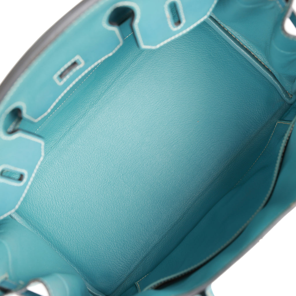 Vintage Hermes Birkin 30 Blue Jean Gulliver and Denim Palladium Hardware - Image 9