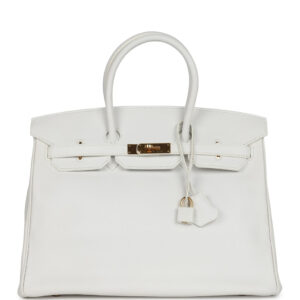 Pre-owned Hermes Birkin 35 White Epsom Gold Hardware
