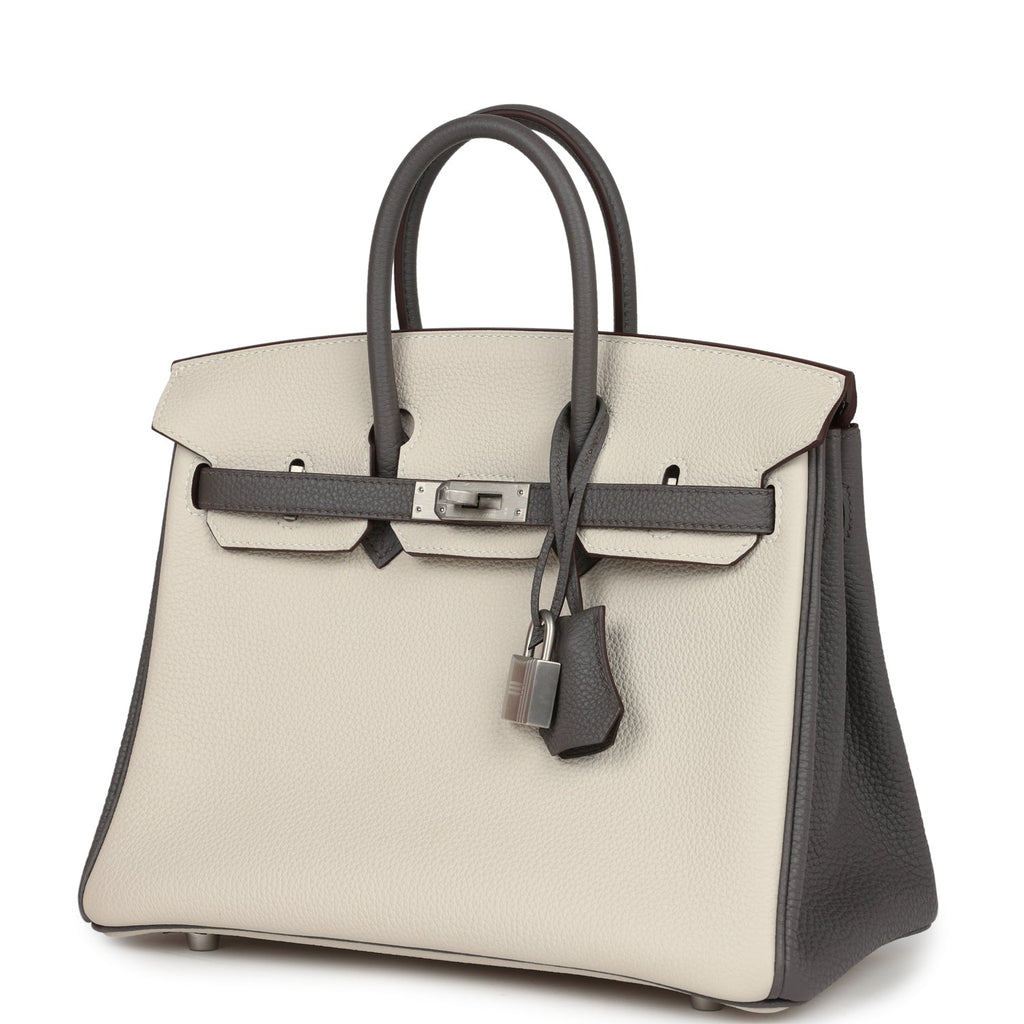 Hermes Special Order (HSS) Birkin 25 Beton and Etain Togo Brushed Palladium Hardware - Image 6