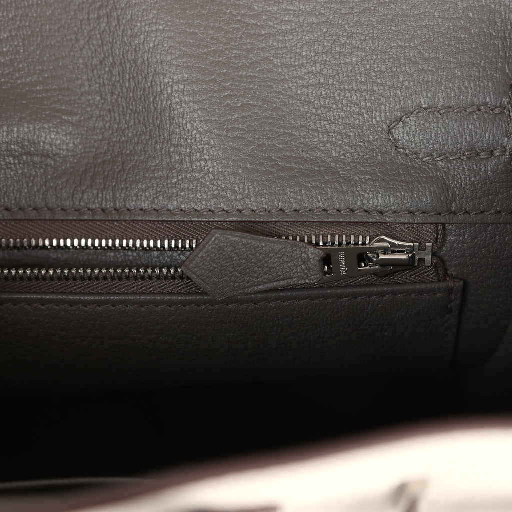 Hermes Special Order (HSS) Birkin 25 Beton and Etain Togo Brushed Palladium Hardware - Image 10