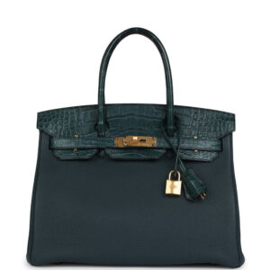 Hermes Birkin 30 Vert Cypress Togo and Matte Alligator Touch Gold Hardware