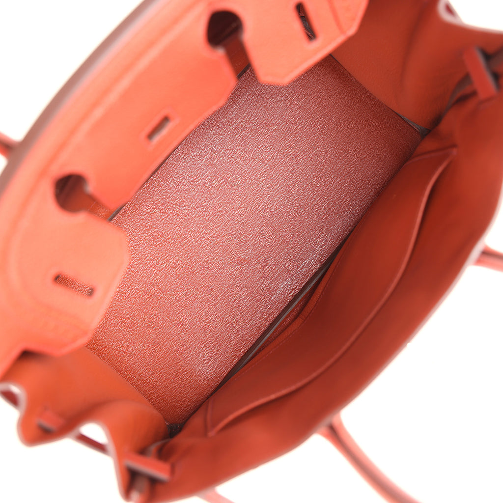 Pre-owned Hermes Birkin 30 Ghillies Brique Clemence and Evercolor Palladium Hardware - Image 10