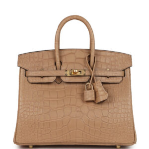 Hermes Birkin 25 Chai Matte Alligator Gold Hardware