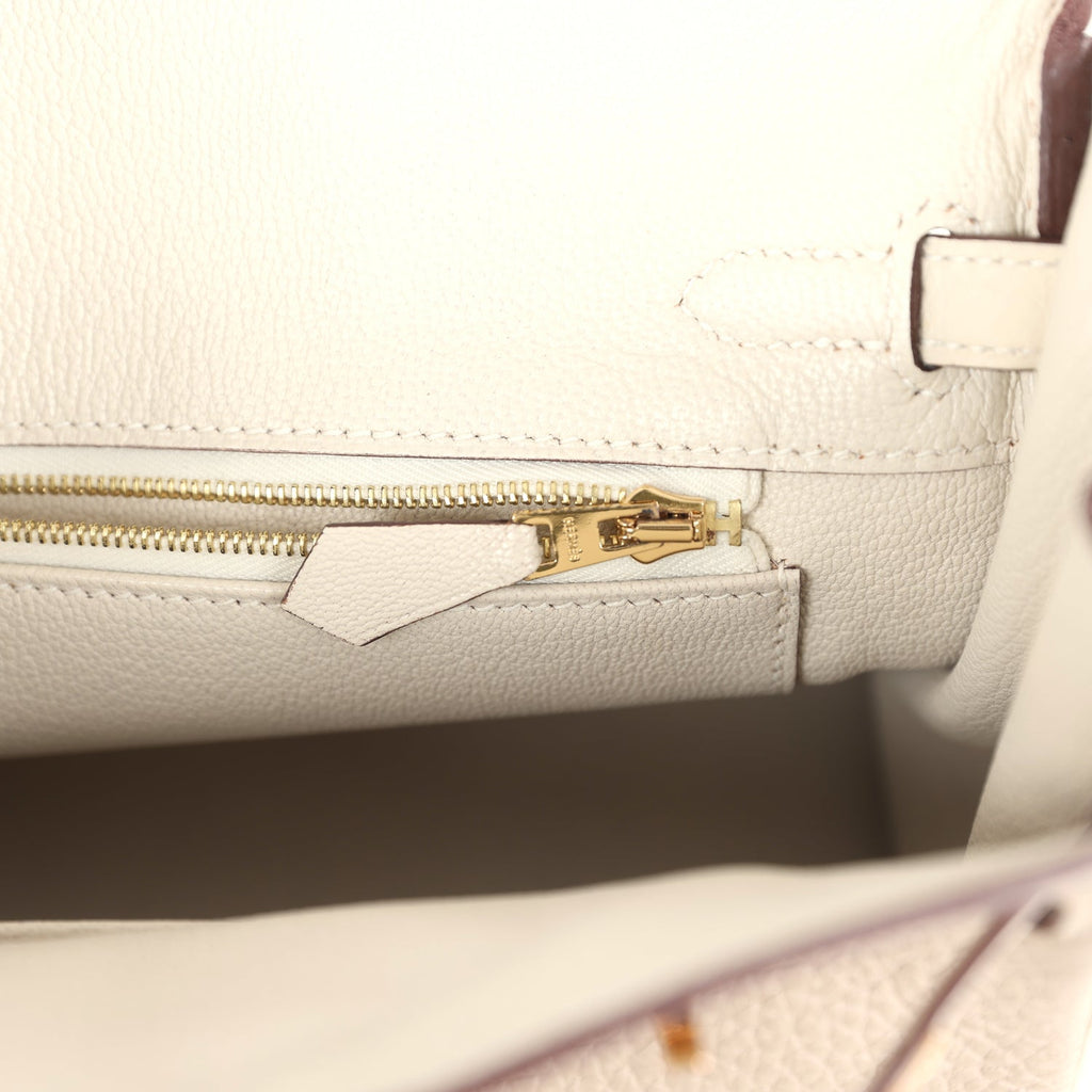 Hermes Special Order (HSS) Birkin 25 Gris Tourterelle and Craie Clemence Rose Gold Hardware - Image 10