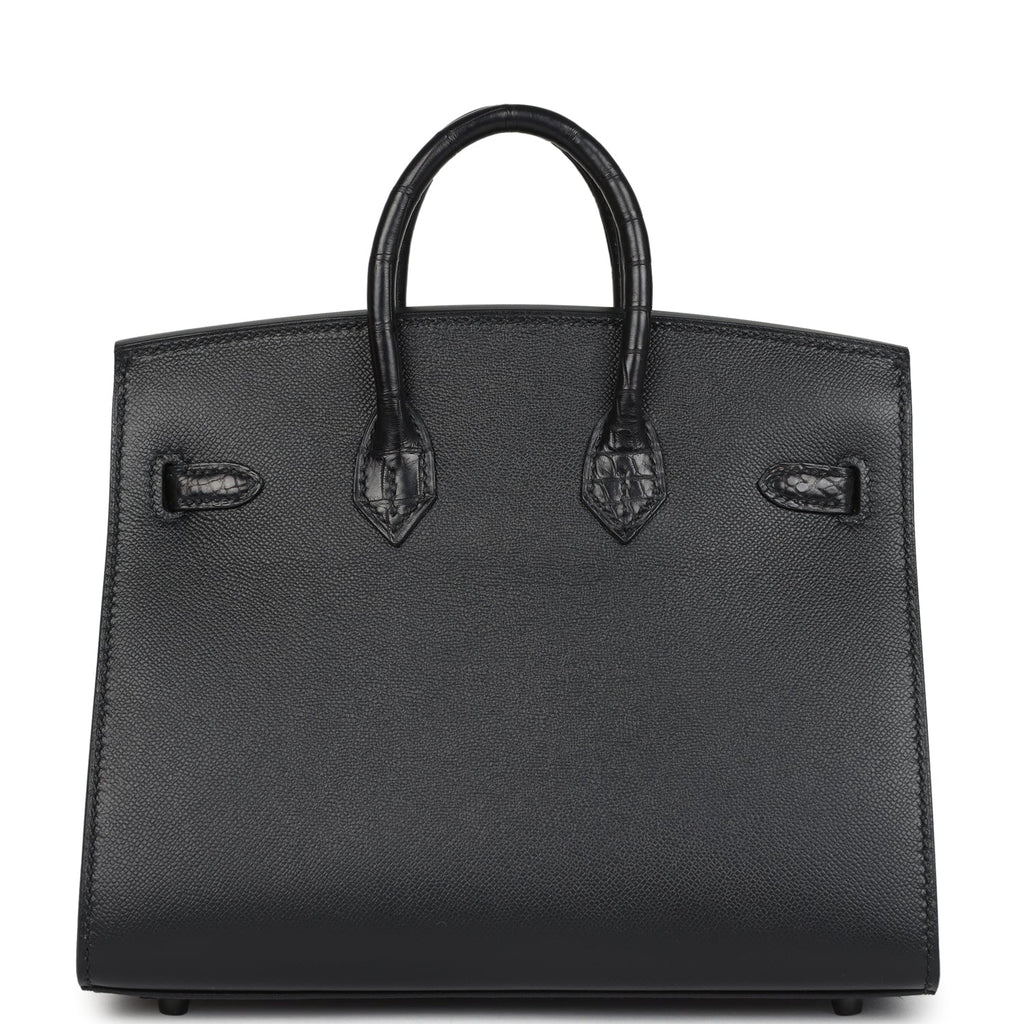 Hermes "Midnight" Faubourg Birkin Sellier 20 So Black Matte Alligator Black Hardware - Image 5