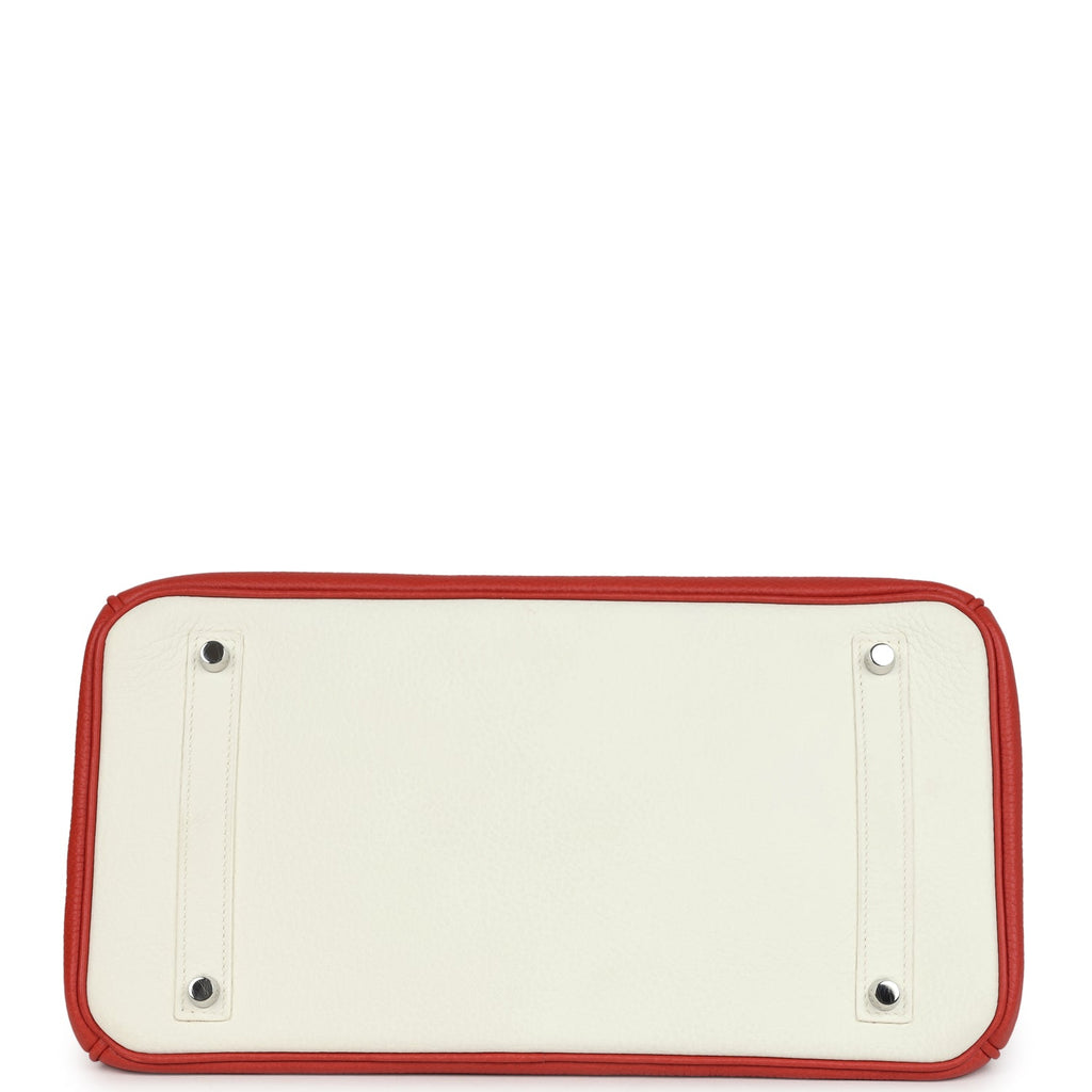 Pre-owned Hermes Birkin 35 Eclat Sanguine and White Clemence Palladium Hardware - Image 7