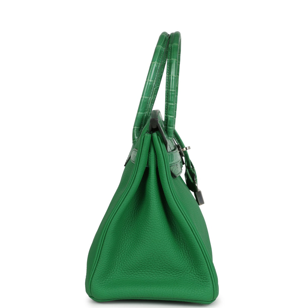 Pre-owned Hermes Birkin 30 Bambou Togo and Shiny Niloticus Crocodile Touch Palladium Hardware - Image 4