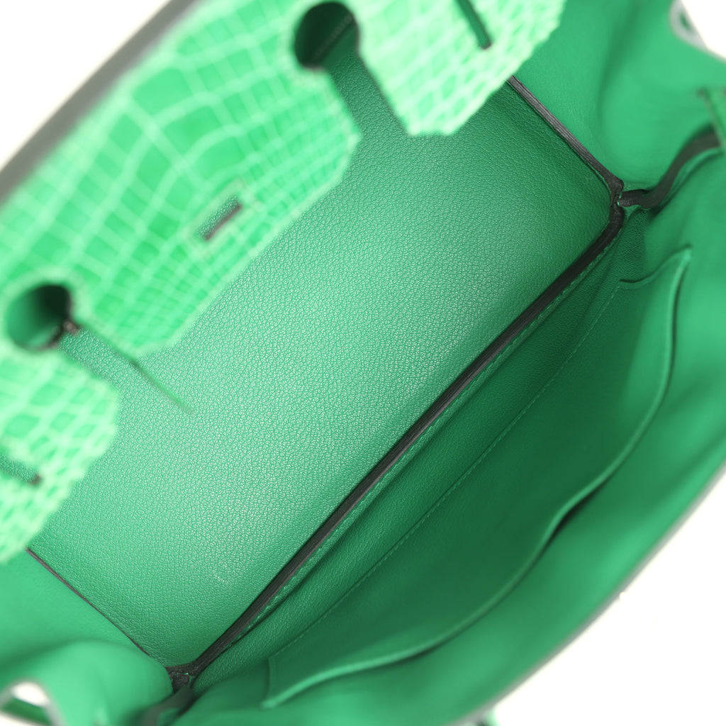 Pre-owned Hermes Birkin 30 Bambou Togo and Shiny Niloticus Crocodile Touch Palladium Hardware - Image 9