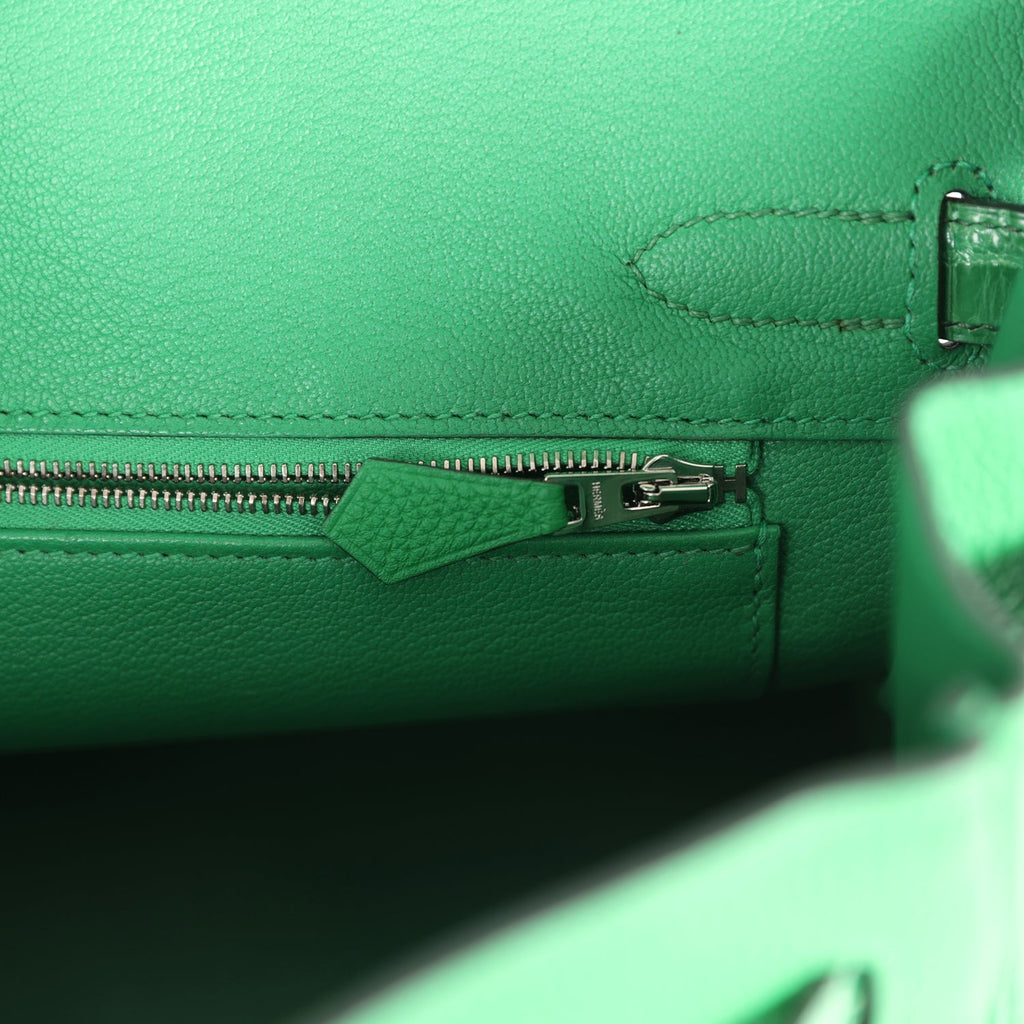 Pre-owned Hermes Birkin 30 Bambou Togo and Shiny Niloticus Crocodile Touch Palladium Hardware - Image 10