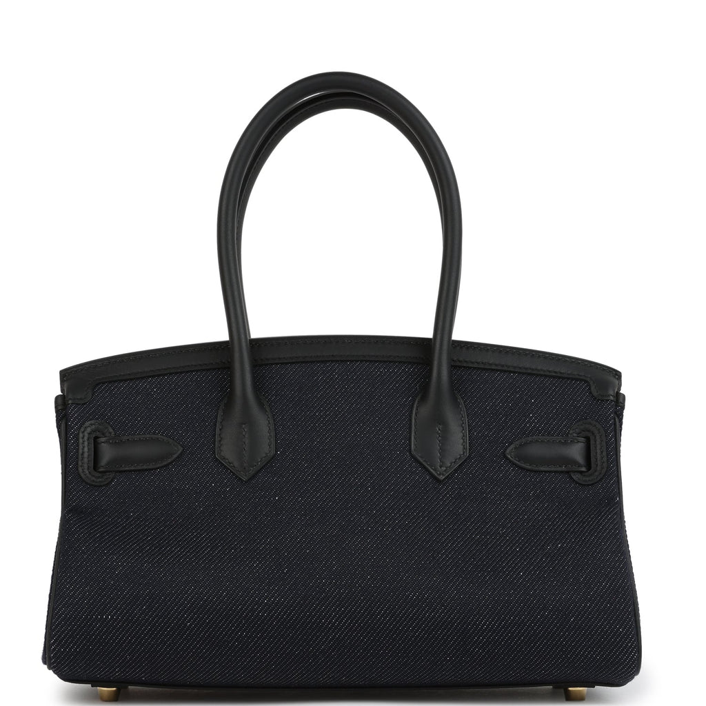 Hermes Shoulder Birkin Light 29 Black Swift and Bleu Indigo Denim Gold Hardware - Image 5