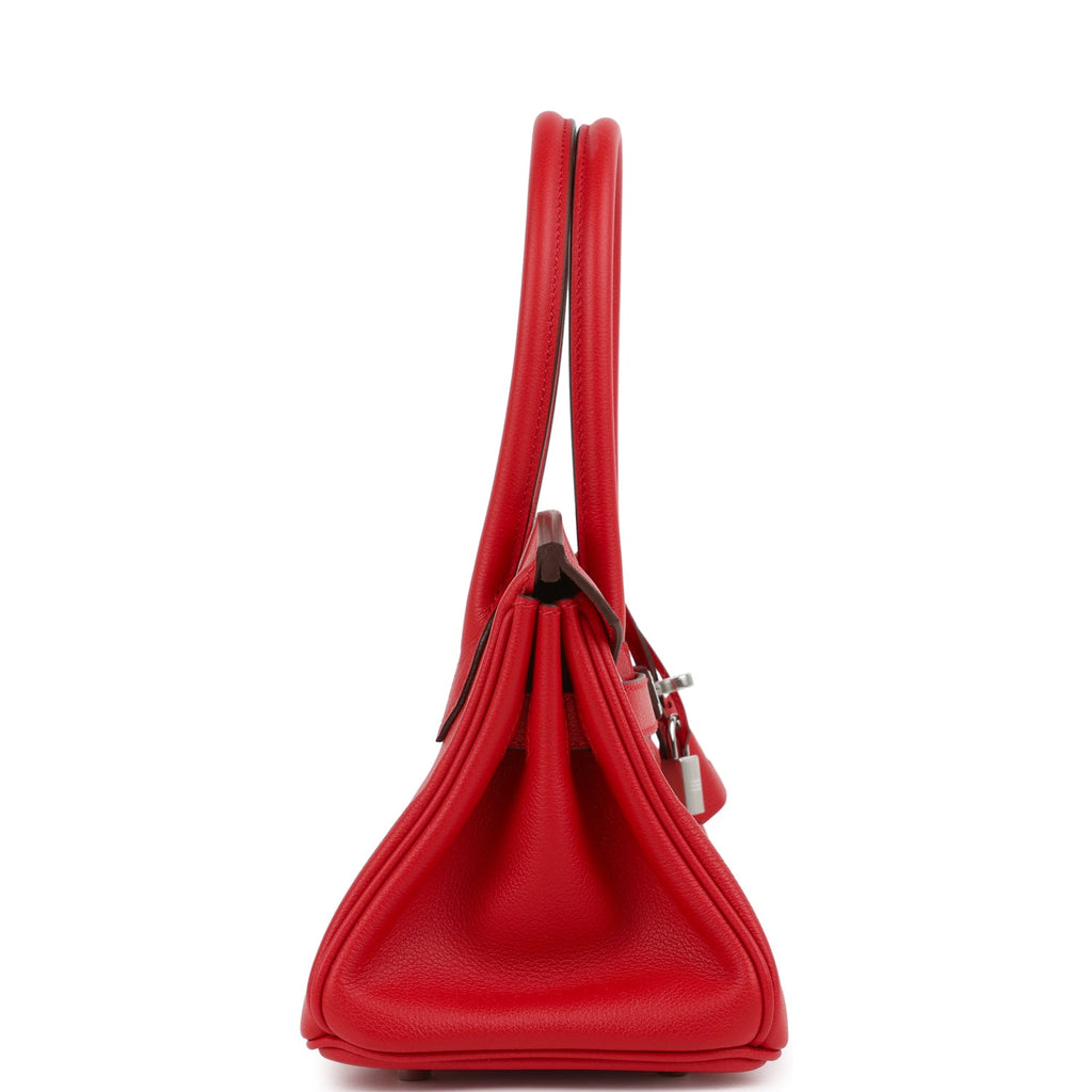 Hermes Shoulder Birkin Light 29 Rouge Radieux Evercolor Palladium Hardware - Image 4