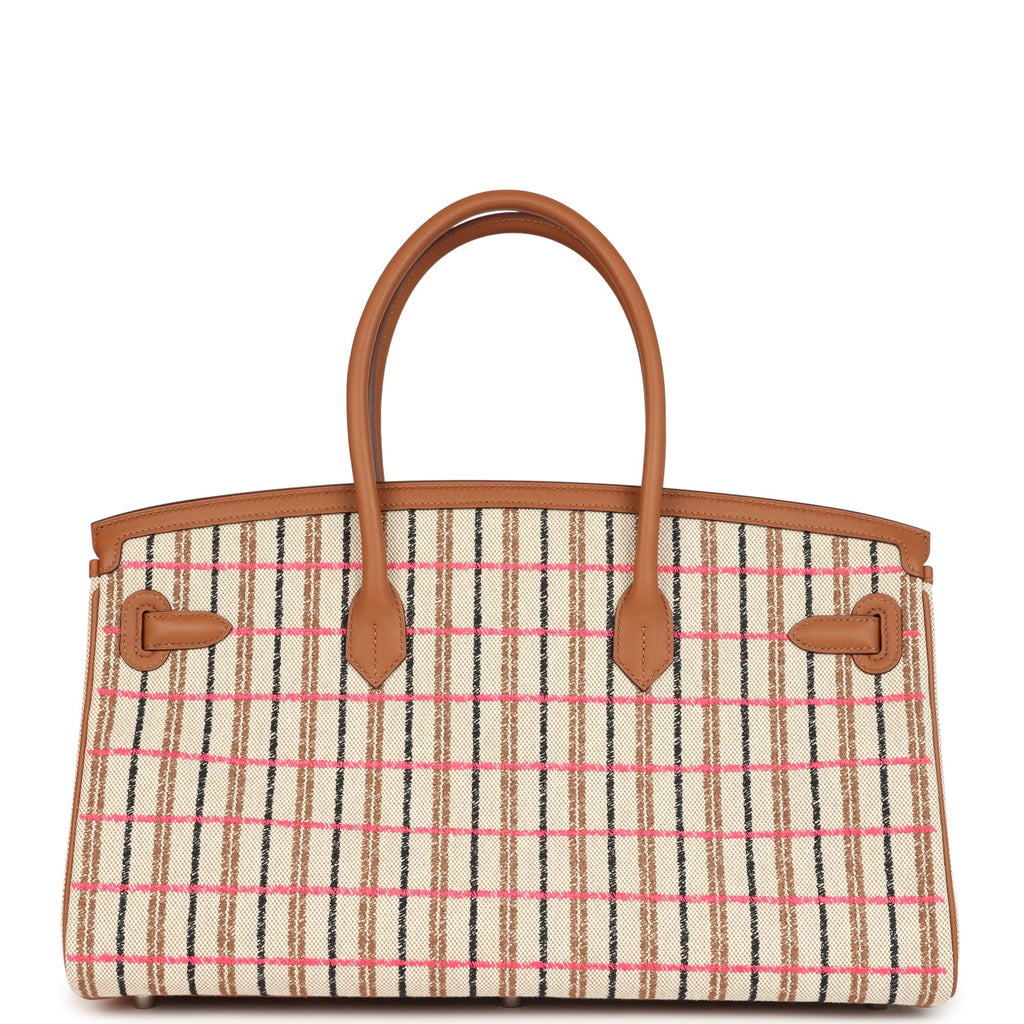 Hermes Shoulder Birkin Light 39 Multicolor Toile and Gold Swift Palladium Hardware - Image 5