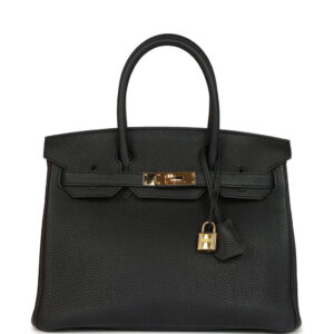 Pre-owned Hermes Birkin 30 Black Togo Gold Hardware